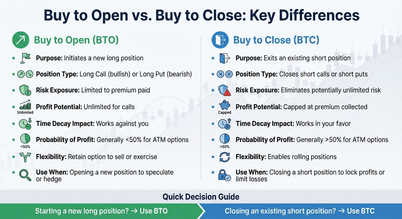 Buy to Open vs Buy to Close Options Trading Comparison Chart