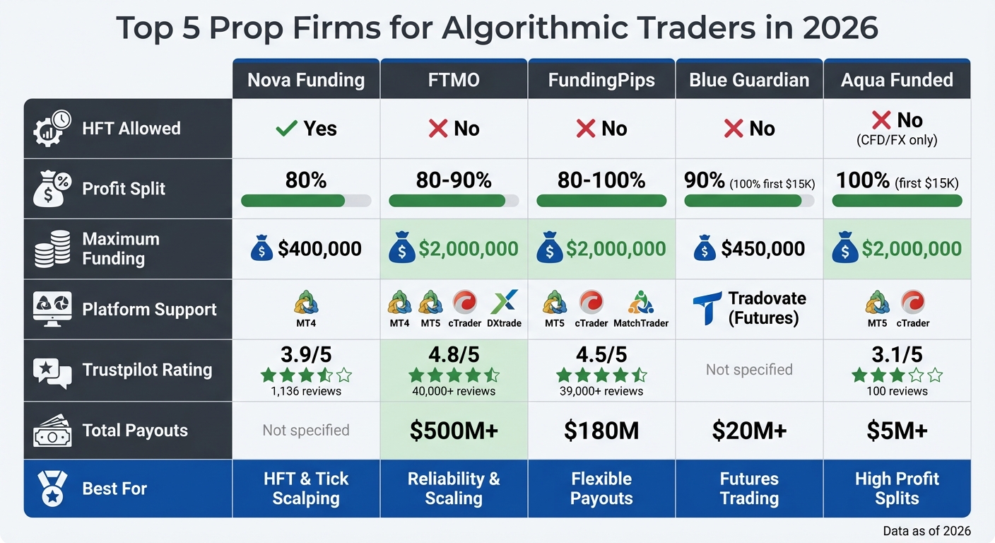 Top 5 Prop Firms for Algorithmic Traders 2026 Comparison
